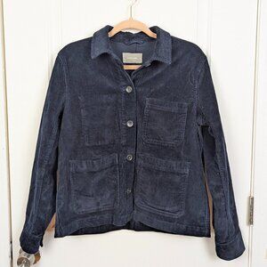 Everlane | Navy Blue Washed Corduroy Cropped Shirt Jacket Small